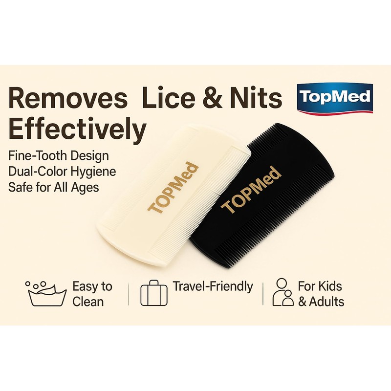 Top Med Black and White lice Comb for Ever