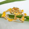 Navachi 18k Gold Plated White Crystal Yellow Enamel Rose Flower