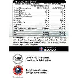 Lysi Omega-3 Forte 90 Capsulas, 1030 mg de EPA+ DHA, Aceite de Pescado 100% Salvaje y Sustentable, Importadas de Islandia