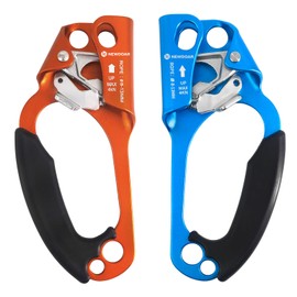 NewDoar Left&Right Hand Ascender Rock Climbing Tree Arborist Rappelling Gear Equipment CE Certified Rope Clamp for 8~12MM Rope(Orange Left&Blue Right)