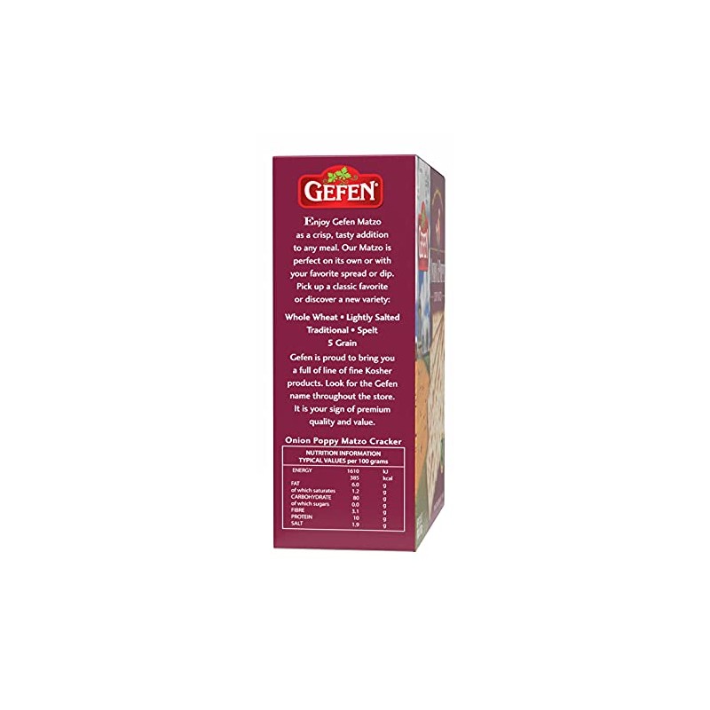 Gefen Onion Poppy Matzo, 11 oz