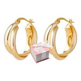 Arracadas Dobles Oro Laminado 24k Estuche Regalo Dorado