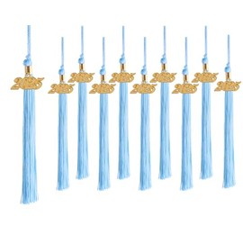 UIALECG - 10 borlas de graduación con dije 2025 para gorra y vestido de graduación, borlas azul cielo