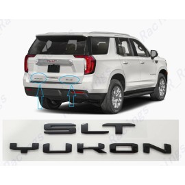 GMC 2PCS Gloss Black Rear Yukon SLT Letters Emblem Fit 2021-2023 GMC Yukon Yukon XL