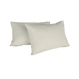 Italian Bed Linen Max Couple of Plain Color Pillowcases, 100% Cotton, Cream, 52x82cm