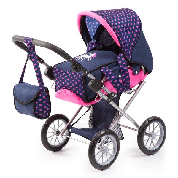 Bayer Design Baby Doll City Star Pram in Polka Dots, Blue/Pink