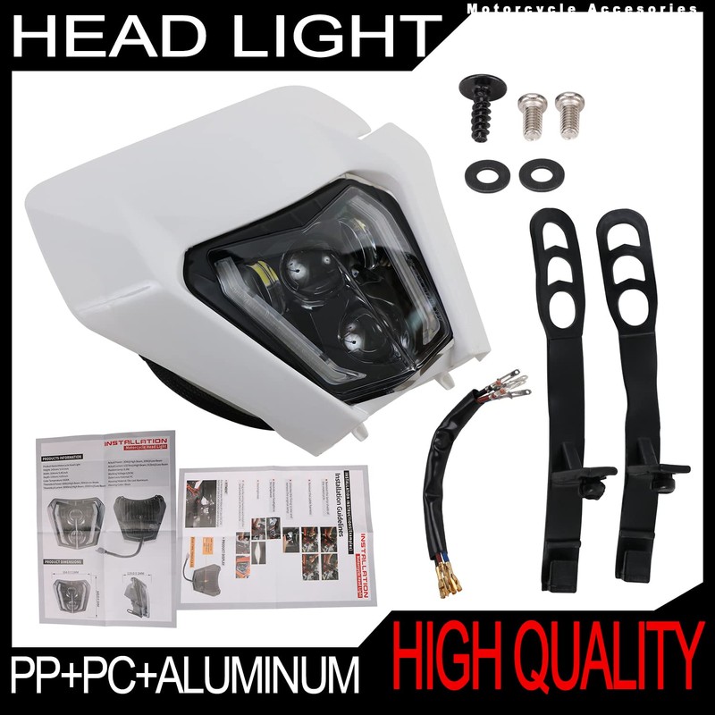 CHANGCHENG Dirt Bike Headlight Led，66W 3000lm Universal Motorcycle LED Headlight