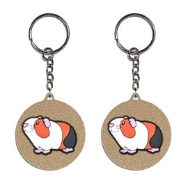 Guinea Pig Keychain Yazzle Dazzle Zipper Purse Bookbag Tumbler Key Chain with Key Ring Set of 2 Textured Backing Squeak