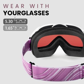 OutdoorMaster OTG Unisex Ski Goggles for Men and Women, Snowboard Goggles Snow Goggles 100% UV Protection Ski Goggles for Glasses Wearers, Anti-Fog Snowboard Goggles Ski Goggles for Boys (VLT12%)