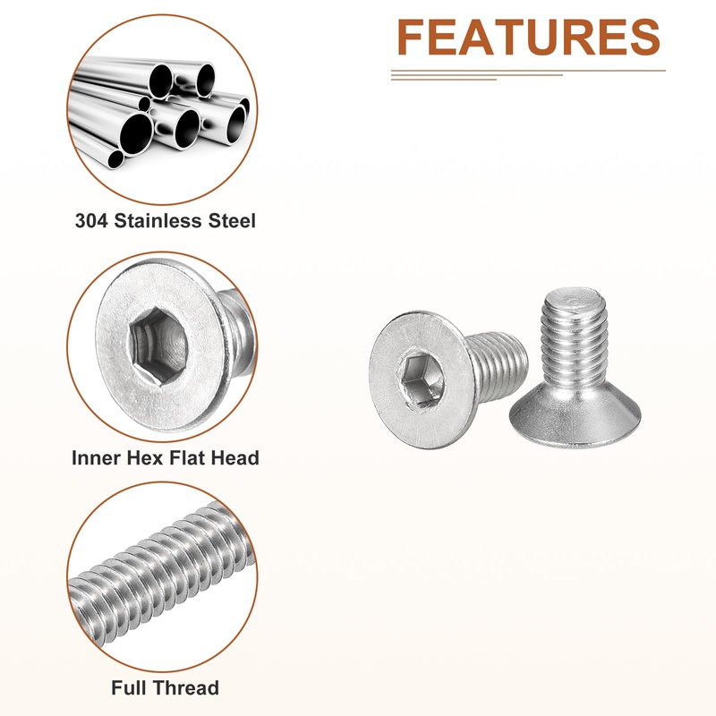 DTGN M8-1.25 x 16mm Flat Head Socket Cap Screws, 12