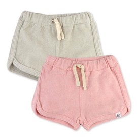 HonestBaby Multipack Shorts 100% Organic Cotton for Infant Baby and Toddler, Boys, Girls, Unisex, Pink/Tan