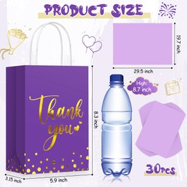 Tinlade 30 Pcs Thank You Gift Bags with Tissue Paper Gold Thank You Wedding Bags with Handle for Graduation Business Shopping Wedding Baby Shower Party Favors(Dark Purple)