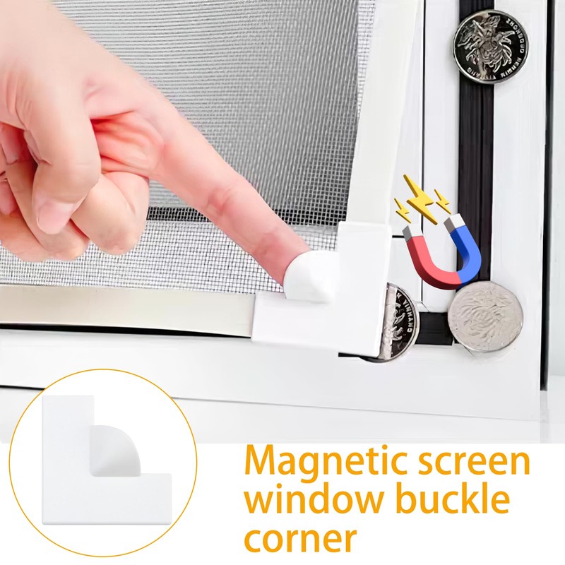 Magnetic Window Screen Corners Accessories Kit, 8 Reinforced Corners Handles