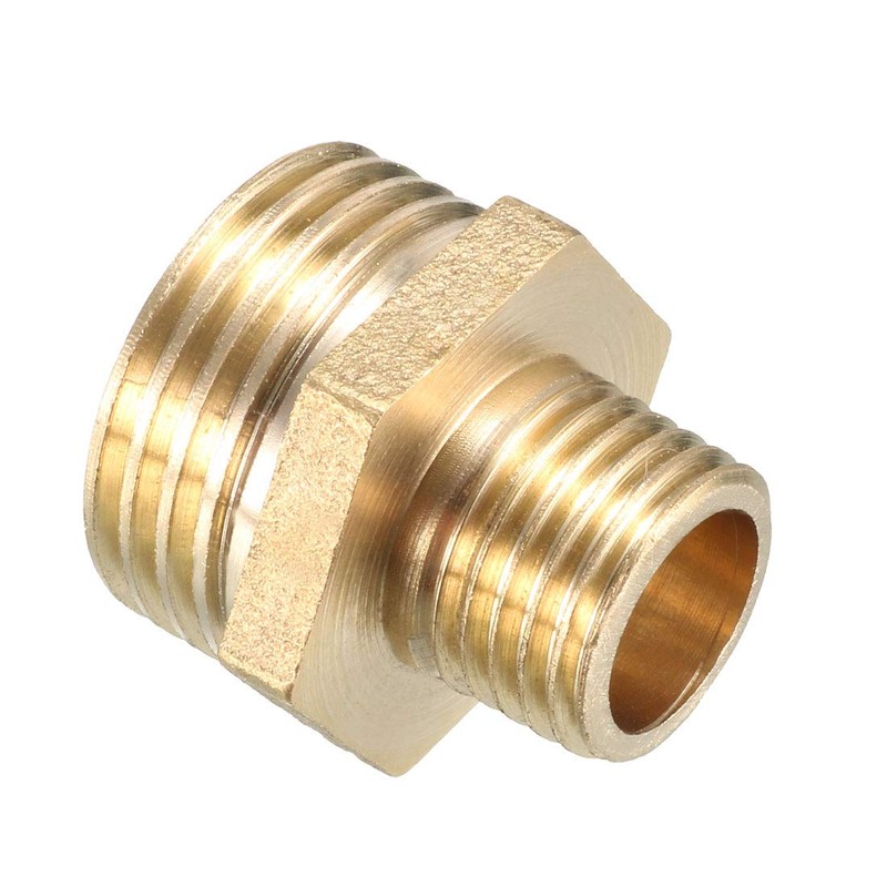 sourcing map Brass Pipe Fitting Reducing Hex Nipple 1/2 BSP