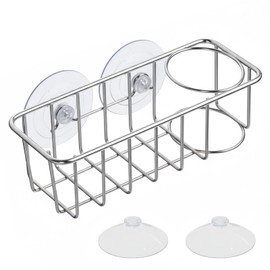 Sink Sponge Holder Caddy, Removable Kitchen Dish Sponge Storage Organizer, Kitchen & Bathroom Sink Sponge Holder Organizer with Adhesive Mount