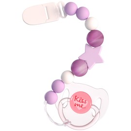 Aori Pacifier Clips for Baby Dolls - Silicone Pacifier Holders with Magnetic Closure - Purple