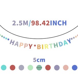 Happy Birthday Rainbow Banner Sign - Party Decorations Bunting for Birthday Girl