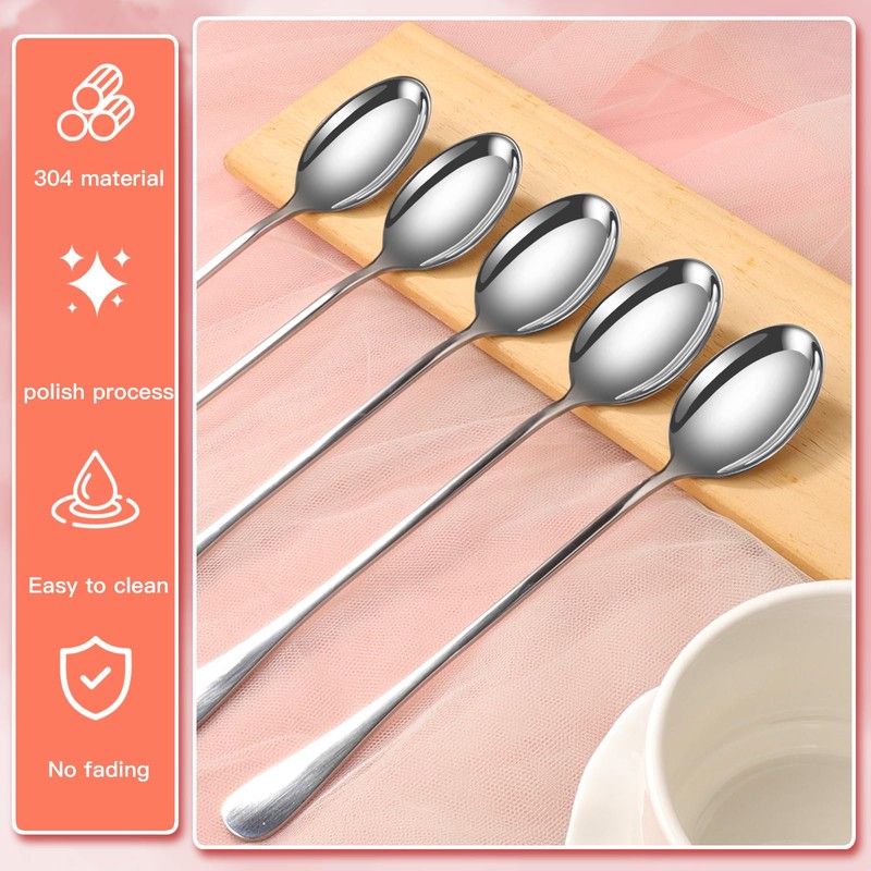 SDMAX 4 Pcs Long Handle Latte Spoon 19 cm Long