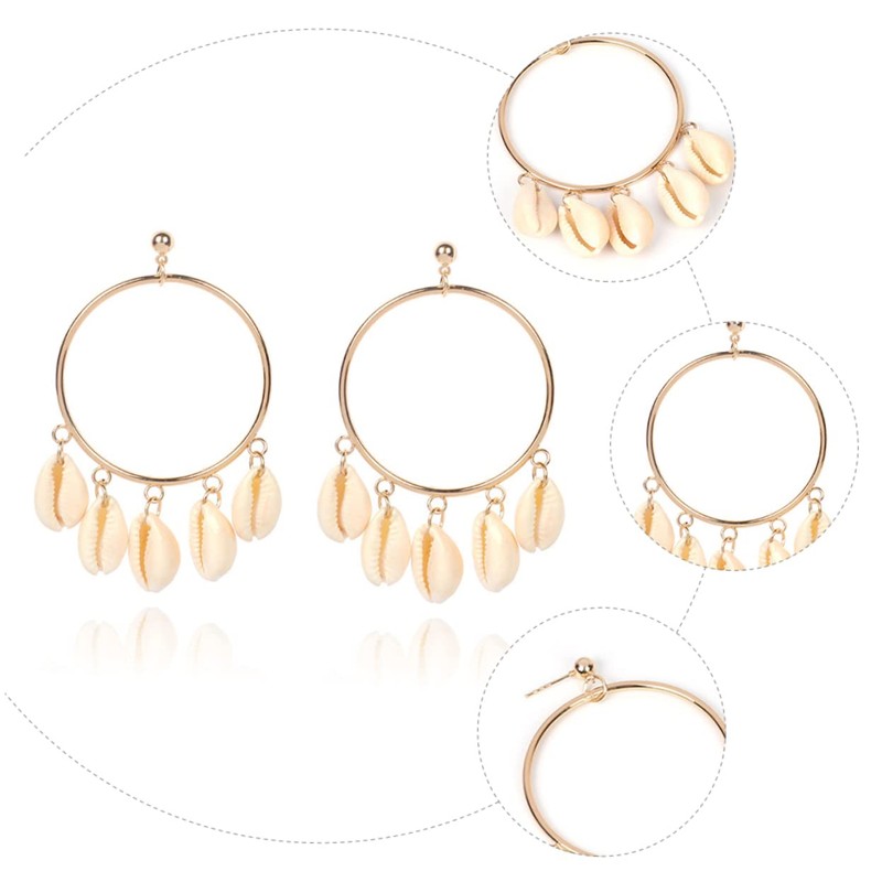 Healeved Shell Ear Jewelry Round Dangler Earrings Stylish Shell Design