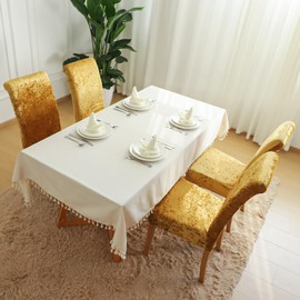 FORCHEER Chair Covers for Dining Chairs Set of 4,Velvet Gold Stretch Dining Room Chair Cover Kitchen Parsons Chair Slipcovers (Pack of 4, Velvet Gold)