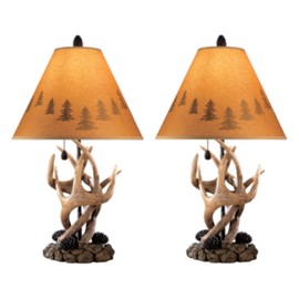 Signature Design by Ashley Derek Rustic Cabin Antler Lamp Set, 2 Count, Brown