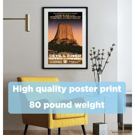 Devils Tower National Monument, Wyoming - WPA-Style National Park Poster - 13” x 19” - Wall Decor for Home and Office - Original Artwork