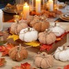 Oairse 9pcs Plush Pumpkins Fall Decorations Mini Artificial Pumpkins with