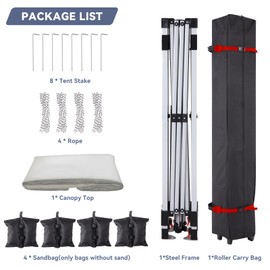 10x10 Pop-Up Canopy with 1 Side Wall,Outdoor Sun Shade for Events for，Features Wind Tunnel Design for Stabilit,Includes Wheeled Bag, 4 Canopy Sandbags, and 8 Tent Stakes,White