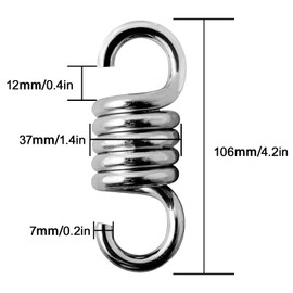 ABRVUAHM Hammock Spring 2pcs, Heavy duty Spring Stainless Steel Extension Spring Hook for Garden Swing Hammock Hanging Chair, Punch Bag，Hanging Hammock Chairs and Porch Swings