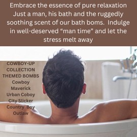 Mr. Bomb Dude Bath Bombs for Men, Infused for Guy Relaxation, Gift for Him, Manly Bath Soak, Masculine Scents for Men, Relaxing Bliss for The Gents - USA Crafted 6 Pk Male Set, Cowboy-Up Collection