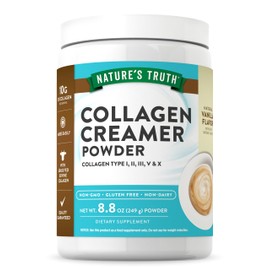 Nature's Truth Collagen Creamer for Coffee | 8.8 oz | Vanilla Flavor | Grass Fed Collagen Peptide Type I, II, III, V & X | Non-GMO & Gluten Free Protein Powder Supplement