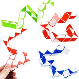 Snake Cube Twist Puzzle Magic Snake Sensory Toys Collection Brain Teaser Party Favors Game Goodie Bags Fillers for Kids Adults Teens, 3.25" x 2.25" (3-Pack)
