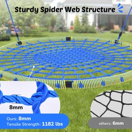 Trekassy 60“ Large Spider Web Tree Swing for Kids and Adults, 750lbs Outdoor Net Swing with Steel Frame and 2 Hanging Straps