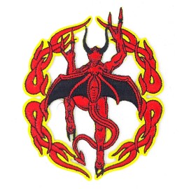 Unbranded Climbing Devil / Demon Die Cut iron On Embroidered Patch 3 1/2 "X 3 5/8"