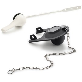 Qualihome Front Mount White Toilet Handle Replacement Kit with 2 Inch Universal Toilet Flapper Replacement Kit and Stainless Steel Toilet Flapper Chain