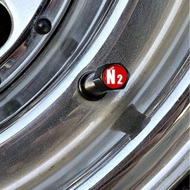Metal Car Wheel Tire Valve Stem Caps 4 Pack Red N2(Nitrogen Sign) Aluminum Car Tire Air Valve Caps for Cars, Trucks, Bikes, Motorcycles, Bicycles, Corrosion Resistant