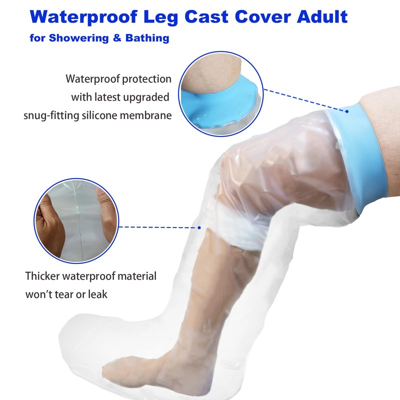 Wateproof Cast Covers for Shower Leg Adult, Full Leg Protector