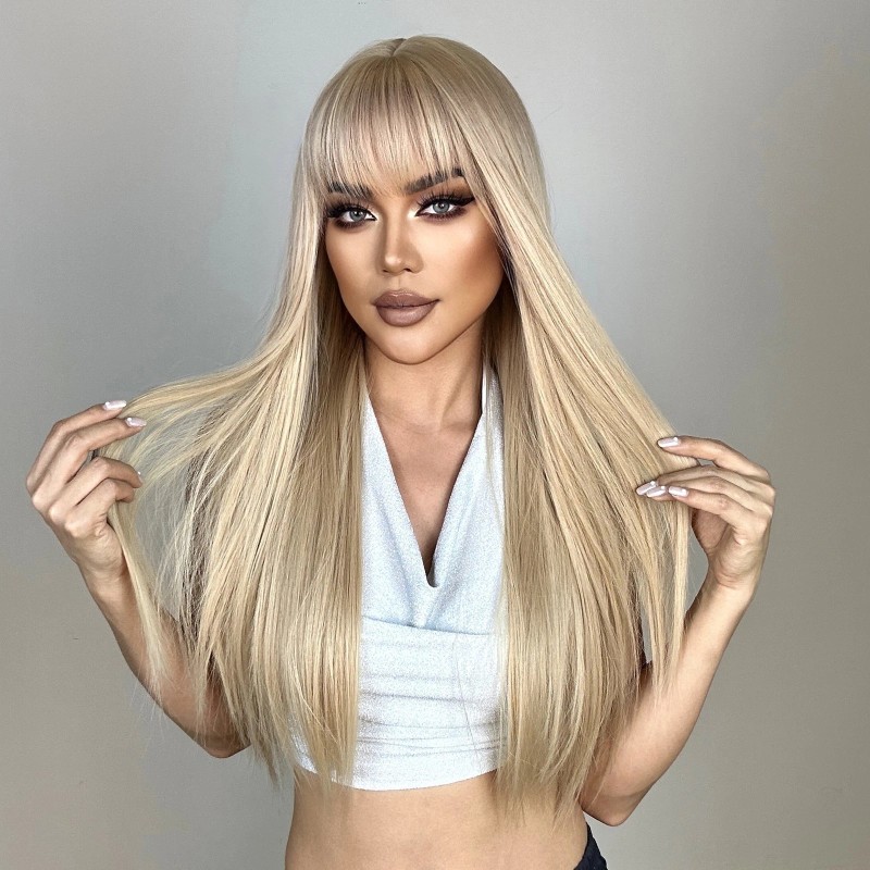 WigsA Blended Blonde Synthetic Hair Long Straight Cosplay Party Wigs