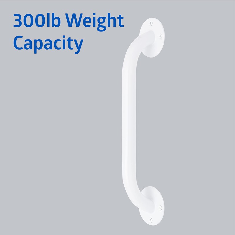Medline White 12” Grab Bar for Shower & Bathtub, Independence