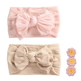 mitas Baby Band, Set of 2, Baby Hair Band, Turban, Ribbon, Stretchable, Soft to the Touch, Newborn, Babies, Kids, Stretchable, Non-Tightening, Hair Access, Hair Clip, Hair Ornament, Hair Clip, Hair