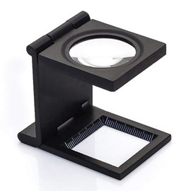 Folding Magnifier Stand Magnifier Thread Counter Measuring Magnifier Magnifying Glass with Scale Including for Reading, Sewing, Printing, Repair, Black
