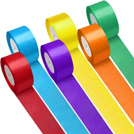 Zyiphor 6 Farben Satinband 50mm x 22m Seidenbänder Bunt Geschenkband Breit Schleifenband für Geschenkverpackungen Basteln DIY Nähen Haarschleife Geburtstag Stuhl Party