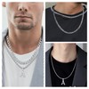 APMGONT Men's Initial Necklace, Stainless Steel Silver Figaro Chain Twist