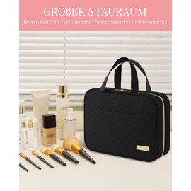 HOTOR Women's Toiletry Bag Waterproof Cosmetic Bag with Hooks - Spacious Toiletry Bag for Women for Travel - Large Hanging Toiletry Bag for Weekender Women, 32.0 x 25.0 x 11.0 cm, Black