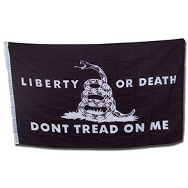 3x5 ft Black Liberty or Death Flag Gadsden Nylon Poly Dont Tread on Me Banner Vivid Color and UV Fade Resistant Canvas Header and polyester material