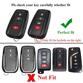 Senauto Quicksand Key Fob Cover Key Chain for 2018 2019 Toyota Camry RAV4 C-HR Prius Avalon Corolla Hatchback (Pink)