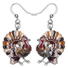 Cute Thanksgiving Turkey Chicken Earrings For Women kid Girl Festival Jewelry Gifts, Enamel, No Gemstone
