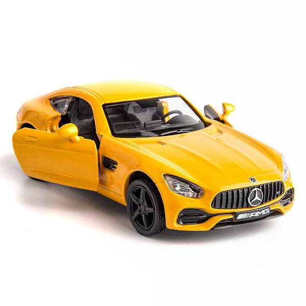RMZ City 1/36 Scale Benz AMG GT Car Model, Zinc Alloy Die-Cast Pull Back Vehicles Kid Toys for Boy Girl Gift (Yellow)