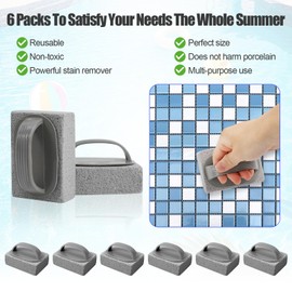 6 Pcs Pumice Stone for Cleaning, Cleaning Pumice Stone with Handle for Pool Tiles, Block Swimming Grout & Concrete, Stove & Spa Tile Clean (6)