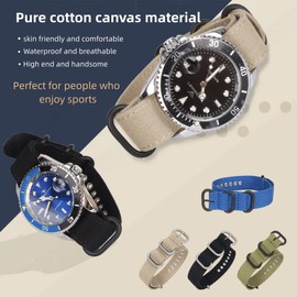Niziruoup Canvas Watch Straps 18mm 20mm 22mm 24mm 26mm Nato Style Adjustable Fabric Cloth Watch Bands Smartwatch Replacement Strap Band for Men Woman